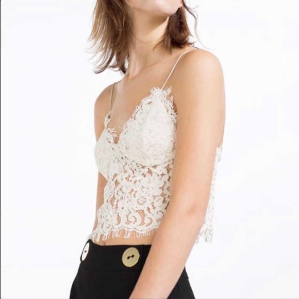 Zara ivory lace cami